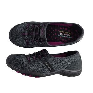 Skechers Women's Slip-On Comfort Sneaker Heathered Grey Purple Memory Foam Sz 7